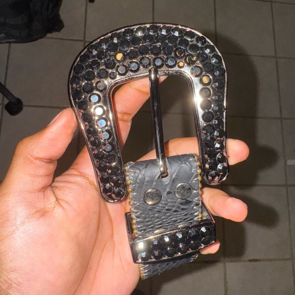 BB Simon Black Alligator Leather Belt